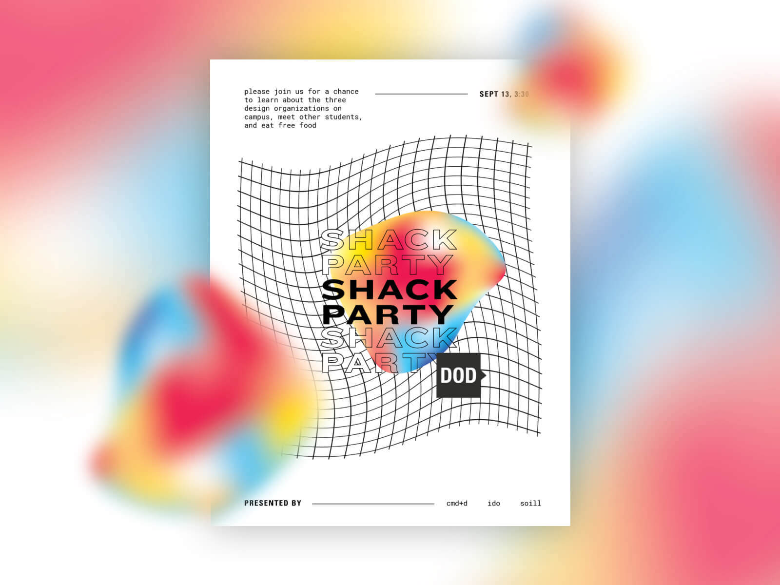 A party poster for an event on Ashley’s school campus. (See project)